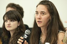 Alexi Lamm speaking at student panel at Wikipedia in Higher Education Summit.jpg