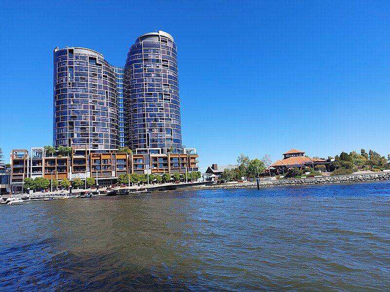 File:EQ Towers and Island from Perth Water.jpg