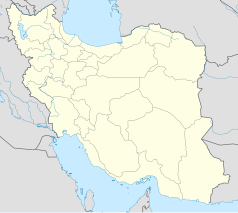 Mapa konturowa Iranu, po lewej nieco u góry znajduje się punkt z opisem „Hamadan”