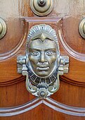 Door knocker depicting an Eagle warrior in Querétaro, Mexico.