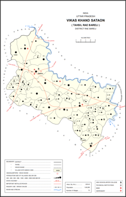 Map showing Ataura Buzurg (#394) in Sataon CD block
