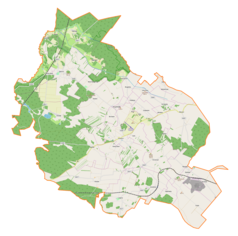 Mapa konturowa gminy Krasocin, na dole po prawej znajduje się punkt z opisem „Bukowa”