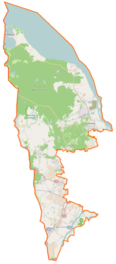 Mapa konturowa powiatu polickiego, w centrum znajduje się punkt z opisem „Żółtew”