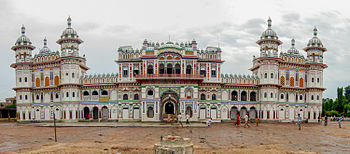 A view of Janaki Mandir which is considered as the most important model of the Hindu-Rajput architecture in Nepal.In 1657, a golden statue of the Goddess Sita was found at the very spot Photograph: Sobertramp Licensing: CC-BY-SA-3.0