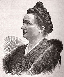 Madeleine Brès (1842-1921), portrait dessiné à l'encre en noir sur blanc