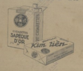 A package of Sapèque d'Or cigarettes featuring the design of a cash coin with the inscription Kim Tiền Yên Thảo (金錢煙草).