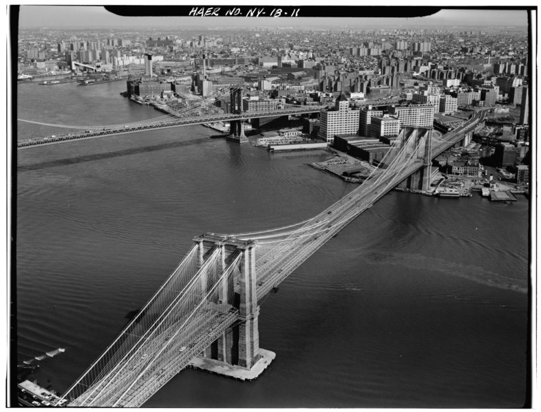 File:View looking E with towards Brooklyn. Jack Boucher, photographer, 1978. - Brooklyn Bridge, Spanning East River between Park Row, Manhattan and Sands Street, Brooklyn, New York, HAER NY,31-NEYO,90-11.tif