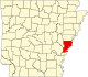 Map of Arkansas highlighting Phillips County