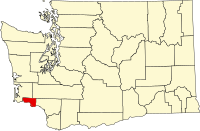 Map of Vašington highlighting Wahkiakum County