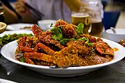 A plate of chilli crab