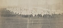 Black and white image of a military camp of the 4th Vermont Infantry Regiment