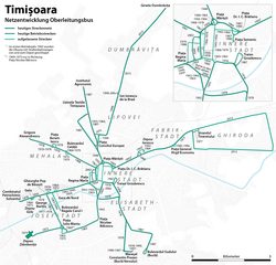 Netzentwicklungsplan des Oberleitungsbus Timișoara