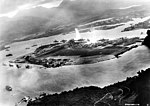 Vue aérienne de l'attaque sur Pearl Harbor.