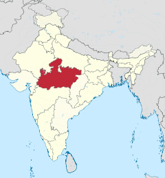 Localizacion de l'estat de Madhya Pradesh en Índia