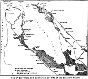 Map of Bayshore and Dumbarton Cut-Offs