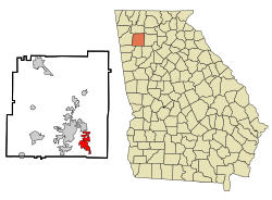 Location in Bartow County and the state of Georgia