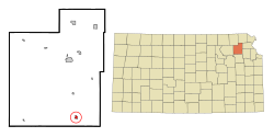 Location within Jackson County and Kansas