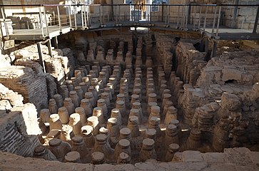 Hypocauste des thermes de Beït Shéan (Israël).