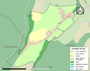 Carte en couleurs présentant l'occupation des sols.