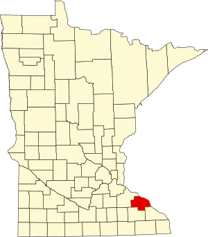 Map of Minnesota highlighting Wabasha County