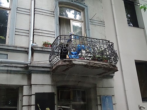 Balcony of a run down house in Tbilisi, Georgia