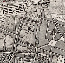 Location of the Rue du Faubourg-Poissonnière gasometer in 1837