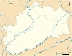 Mapa konturowa Górnej Saony, blisko dolnej krawiędzi po lewej znajduje się punkt z opisem „Chenevrey-et-Morogne”