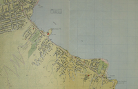 Map of Sandy Bay in 1954, depicting Long Beach and Nutgrove Beach as a single continuous beach