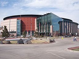 Pepsi Center in Denver, home of the Denver Nuggets National Basketball Association club, the Colorado Avalanche National Hockey League club, and the Colorado Mammoth National Lacrosse League club.