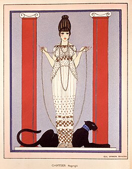 Kvinne med panter av George Barbier for Louis Cartier (1914).