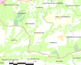 Mapa obce Hyémondans