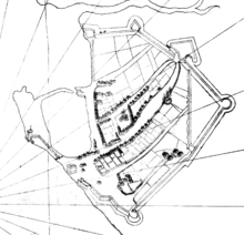 A black and white map of Portsmouth dated around 1540