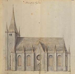 Kyrkan på teckning omkring 1670. [6]