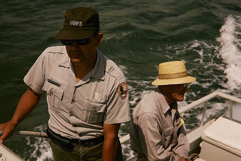 File:NPS employees, George F. Schesventer and Dr. Craighead on a boat in Biscayne National Park. (95268b21d5074f52a8ffb0067779d401).jpg