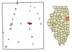 Location of Watseka in Iroquois County, Illinois.