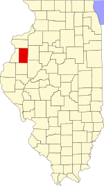 Map of Illinois highlighting Warren County