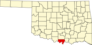 Map of Oklahoma highlighting Love County