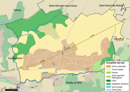 Carte des infrastructures et de l'occupation des sols en 2018 (CLC) de la commune.