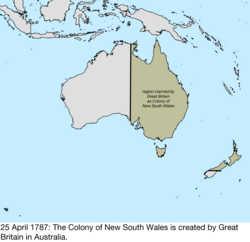 Map of British claims to Australia; for details, refer to adjacent text