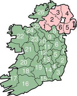 Mapa dels comtats d'Irlanda