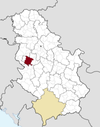 Location of the municipality of Valjevo within Serbia