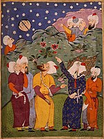 Artist unknown, Mohammed Splits the Moon, 16th century (Persia, Safavid dynasty), Saxon State Library, Dresden, Germany.