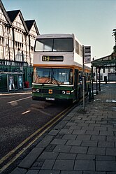 Johnson Bros. Tours Leyland Olympian / Eastern Coach Works OWG 607X in RoadCar livery in service in Chesterfield.