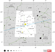 Gliese 3470 i stjärnbilden Kräftan.