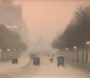 Clarice Beckett, Evening, St Kilda Road, 1930