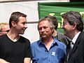 Olivier Besancenot, José Bové, Jean-Luc Mélenchon. Gare Saint-Lazare, Paris, France.