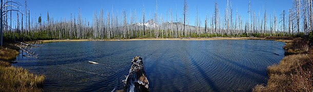 Three Fingered Jack from across an unnamed pond