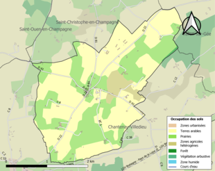 Carte en couleurs présentant l'occupation des sols.