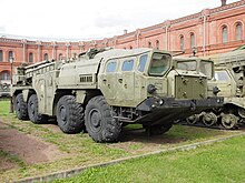 9P117 TEL 9K72 Elbrus missile system, Пусковая установка 9П117 ракетного комплекса 9К72 Эльбрус, Artillery museum, Saint-Petersburg pic1.JPG