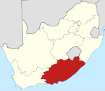 Map indicating the extent of Eastern Cape within the Republic of South Africa